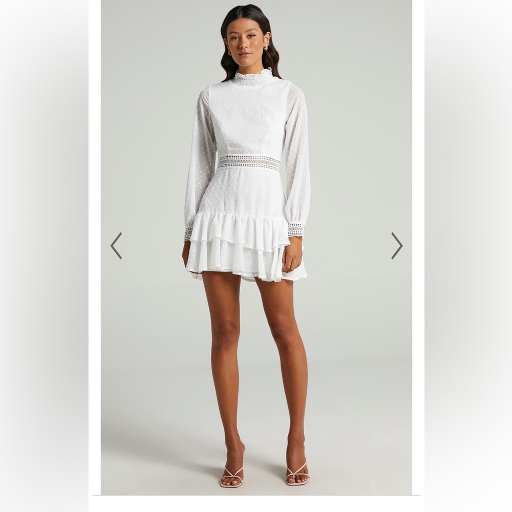 ARE YOU GONNA KISS ME LONG SLEEVE MINI DRESS IN WHITE - Picture 2 of 9